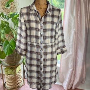Patricia Luca Long Plaid Top Tunic Sz S